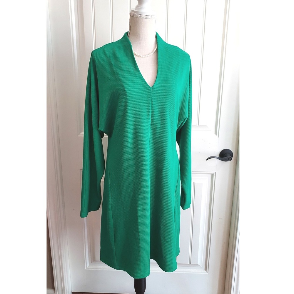 Jodifl Dress Womens Large Green‎ Sleeveless Textured Knit Shift Mini Boho